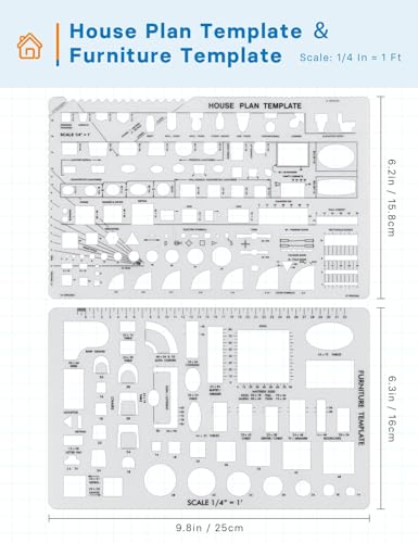 GAUENEEN 5 peças de modelos arquitetônicos, modelo de círculo, planta de casa, design de interiores