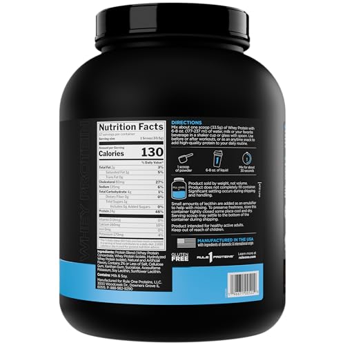 Image of Rule 1 R1 Whey Blend, Campfire S'mores - 5.02 lbs Powder - 24g Whey Concentrates, Isolates & Hydrolysates with Naturally Occurring EAAs & BCAAs - 67 Servings 2.24KG