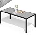 TRIUMPHKEY Gartentisch mit Aluminiumrahmen, 189x80cm PS Balkontisch Wetterfestfür 6-8 Personen, Rechteckiger Terrassentisch, Campingtisch, Hitze- und Wetterbeständig, Grau