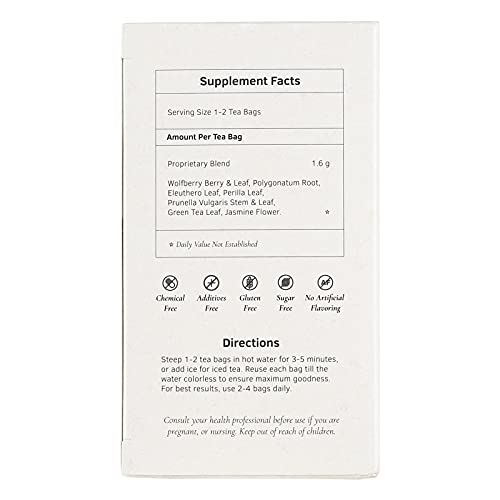 Goji Herbal Tea By Health King - Nourishes Liver & Kidney - (1 Pack, 20 Count Teabags, With Non-Gmo, Vegan, Goji Berry & Leaf, Polygonatum Root, Eleuthero Leaf, Perilla Leaf, Prunella Vulgaris) #TOP2