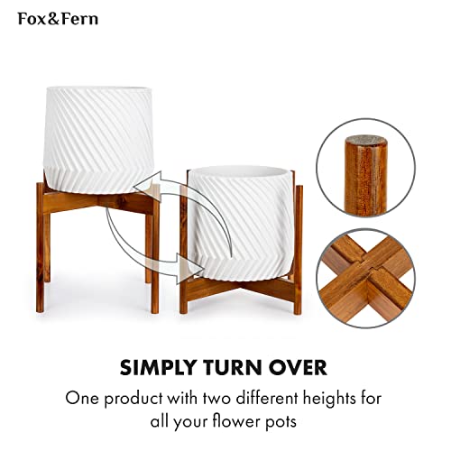 Fox & Fern Mid-Century Moderne plantenstandaard, zonder witte keramische sierpot - Afbeelding 5