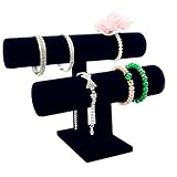 Wie in Bild gezeigt Generic Schwarz: 1 Stück Samt Armbandständer Jewelry Armband Kette Armbanduhr Halter Display Organizer Ständer Halter Verpackung Rack doppelte Schichten Schwarz NEU