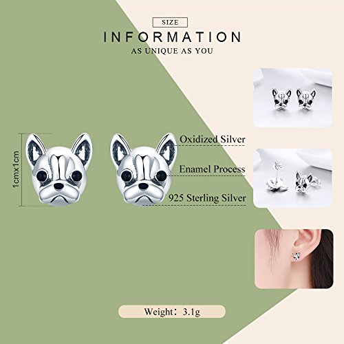 Clous d'oreilles bouledogue français en argent 925 - 2