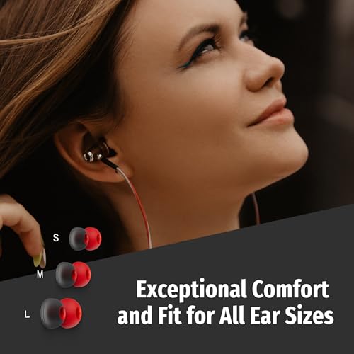 Image of Symphonized NRG 3.0 Premium Wood In-ear Noise-isolating Headphones|Earbuds|Earphones with Mic & Volume Control (Crimson Red & Hazy Gray)