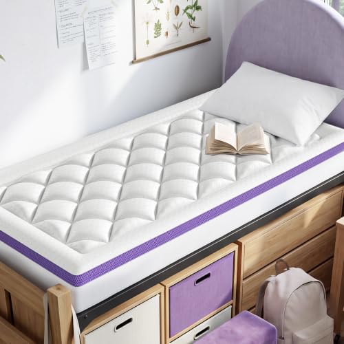 Image of ChiXpace Twin XL Mattress Topper, Viscose from Bamboo, Pillow Top for Dorms | Cushioned Support, Breathable Mesh Sides, Memory Foam Blend Fill, Softens Firm Beds, Student Housing, Apartments and Rentals