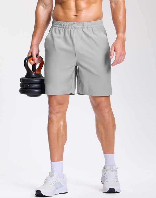 Image of GGJ Men's Lightweight Athletic Shorts with 2 Zipper Pockets 7 inch /9 inch /5 inch Gym Workout Running Quick Dry Tennis Shorts for Men