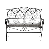 Alpine Corporation 45' Long Outdoor Metal Classic Bench with Stylish Patterns, Garden Furnitures - Brown