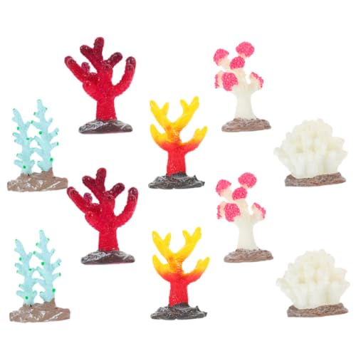 Mikikit 10Pcs Artificial Coral Plant for Aquarium Landscaping Vibrant Resin Fish Tank Accessories for Freshwater Saltwater Decor Coral Reef Decorations