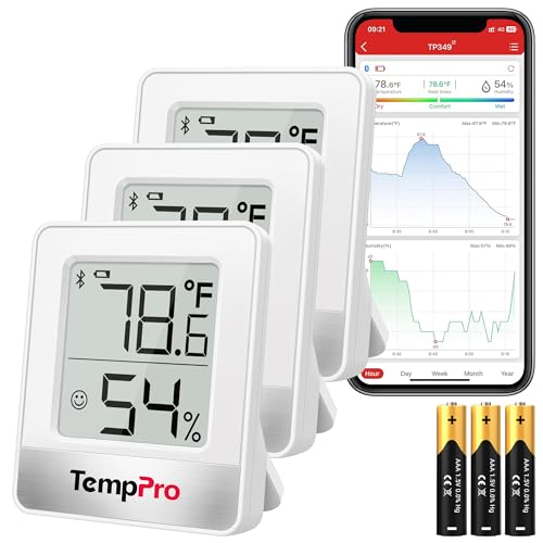Image of TempPro TempAir 260FT Bluetooth Indoor Thermometer Hygrometer, 3 Pack