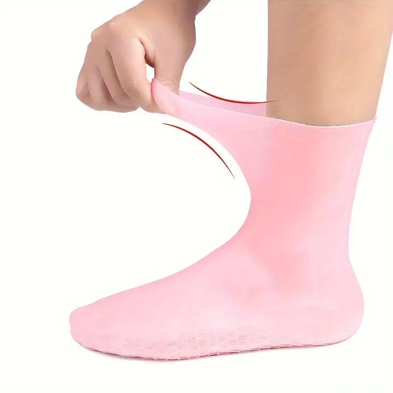 MotiBa Silicone Gel Moisturising Socks for Dry Feet, 2 Pieces, Pink, Reusable Heel Repair Foot Cover for Women-picture-40