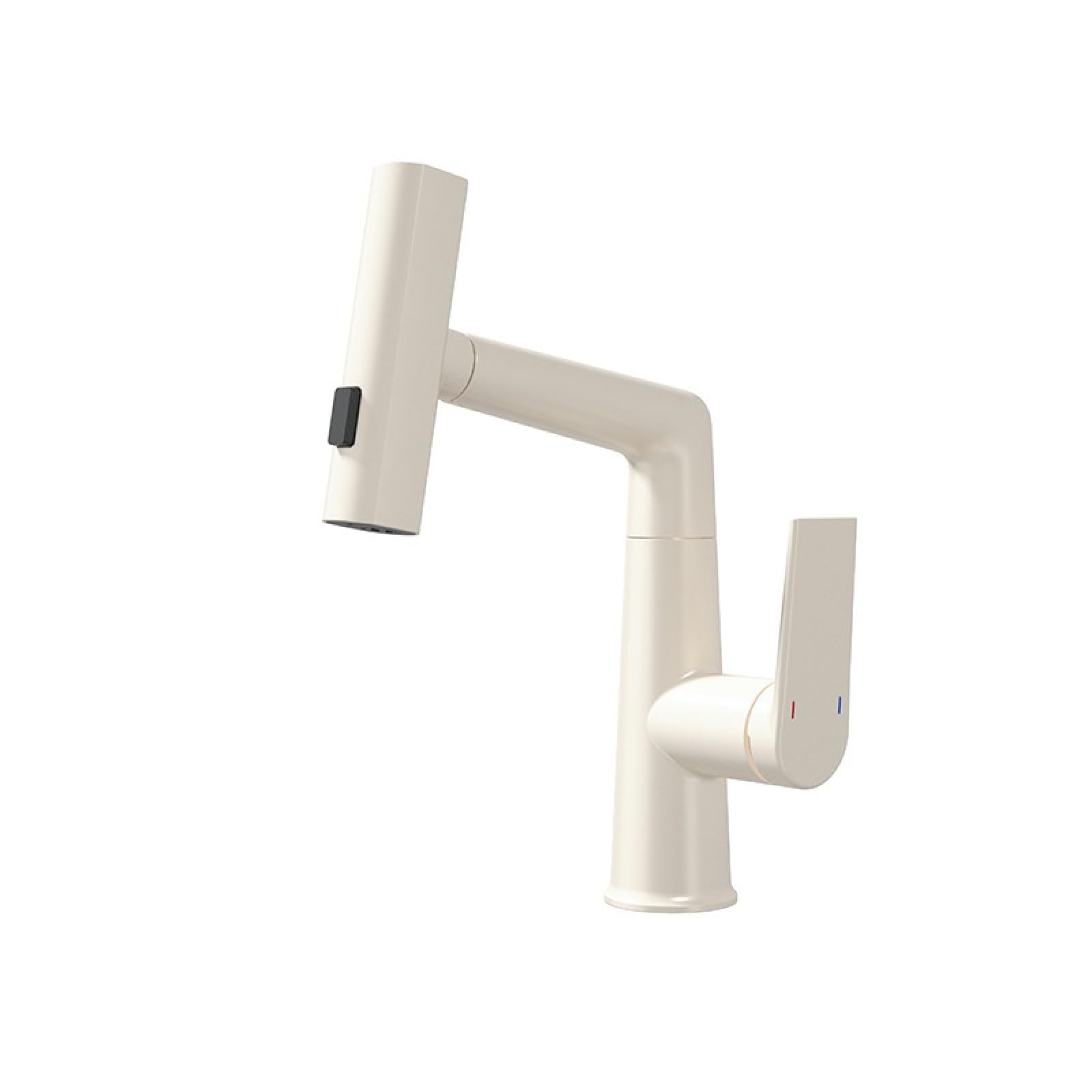 Fanjubei Milky White Bathroom Hot And Cold Pull-Out Faucet With Adjustable Rotating Washbasin,