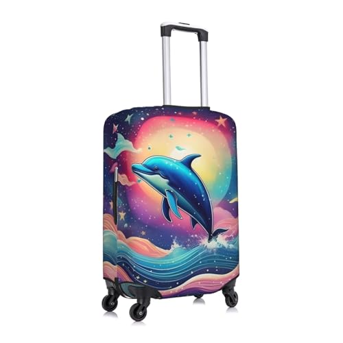 Colorful Starry Sky Ocean Dolphin Print Luggage Suitcase Cover Protector Luggage Washable Covers With Concealed Zipper3