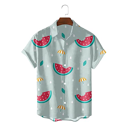Chemise Hawaïenne d'été pour homme à motif pastèque idéale pour les soirées plage
