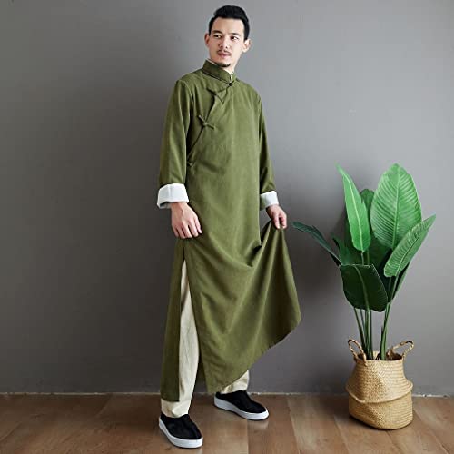 Vestido masculino muçulmano, camisola europeia e americana, botão de manga comprida, cor sólida, cam