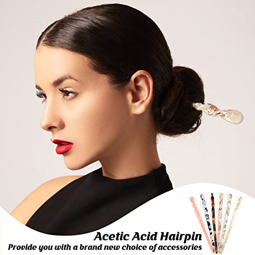 12 Pcs Acetate Hair Sticks, Chinese Hair Pins Chopsticks Vintage Bun Pins With Leopard Print Tortoise Shell, Special Retro Hairpins Disk Bun Clip Styling Accessories With Storage Bag For Women Girls #TOP5
