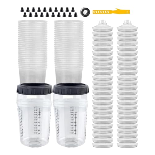 Tazas Mezcladoras Pintura | Tazas Mezcladoras Pistola Pintura Automoción,Envase Compacto Transparente Con Medición Para Arte Manualidades Renovación Reparación Muebles Coche