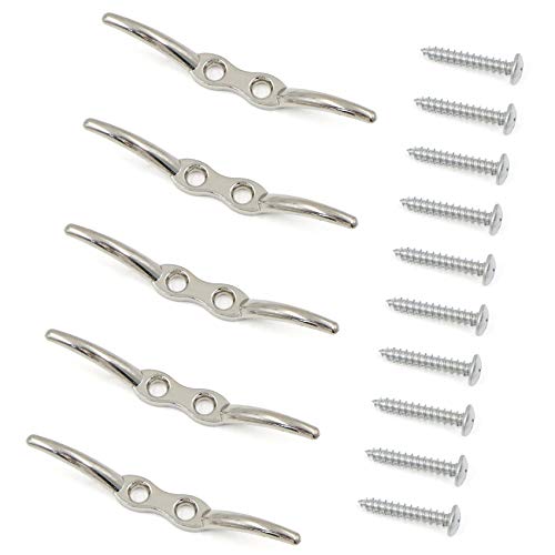 gexuamz Taquets d'amarrage Crochet Aveugle Mât 5 Pièces en Acier Inoxydable Serre Câble Crochet de Mât de Drapeau Taquet D'amarrage Taquet de Bateau...