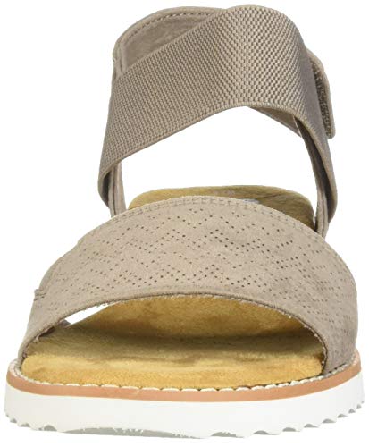 Skechers Bobs Women's Desert Kiss-Stretch Quarter Strap Sandal Flat, Taupe, 9 M Us #TOP1