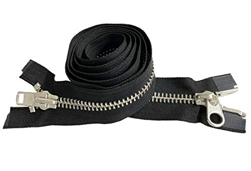 zipperstop al por mayor autorizado distribuidor YKK® Parka con cremallera YKK 36 '# 10 aluminio ~ Chaps (especial) Extra Heavy Duty 2 way separar ~ color 580 Negro (con cremallera 1/Unidades)