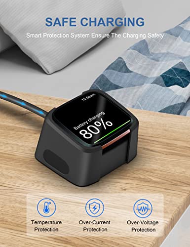 Chargeur USB de 1,9 m compatible avec Fitbit Versa 2 - Câble de charge antidérapant de rechange pour montre connectée (pas pour Fitbit Versa/Versa Lite)