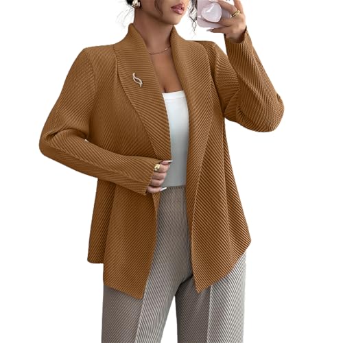 Womens Loose Fall Outwear Ribbed Blazer Jacket Blazers Notched Lapel Jacket
