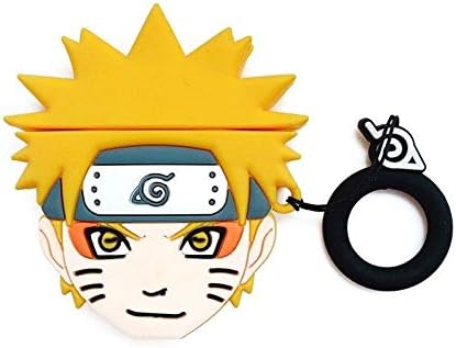 UR Sunshine AirPods Case, Creative Cartoon Naruto Character AirPods Case, Soft Silicone Cover Earphone Protection Skin for AirPods1&2+Ring Lanyard-Yellow