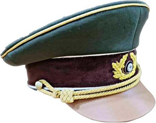 WW2 German Army General Visor Cap, Green and Brown, 7 1/4 inches