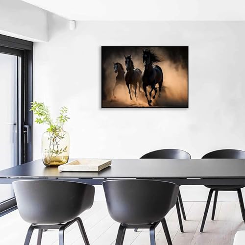 Impression sur toile de cheval cadre noir 42x30cm pour salon MOBYAT - 4