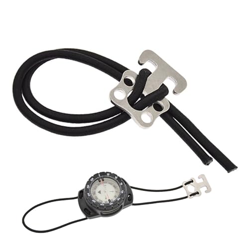Generico Gancho placa para buceo | Gancho lumbar de acero inoxidable 316 para equipo de buceo, con cordón elástico y accesorios para actividades al aire libre como escalada