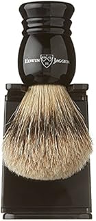 Edwin Jagger 1ej256sds Traditional English Super Badger Hair Shaving Brush Faux Ebony Medium With Drip Stand, Black, Medium