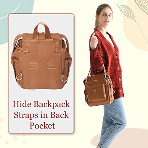 Miss Fong Mini Diaper Bag, Small Diaper Bag, Leather Diaper Bag Backpack With 12 Diaper Bag Organizer, Insulated Pocket, 2 Insulated Pockets (Brown) #TOP5