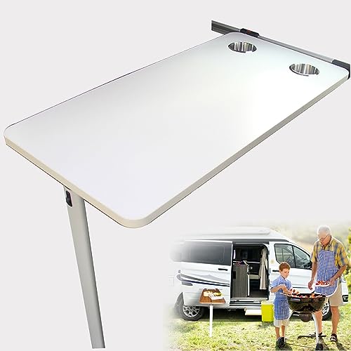 Mesa plegable para RV con tablero de madera para cenar y trabajar en furgonetas camperizadas