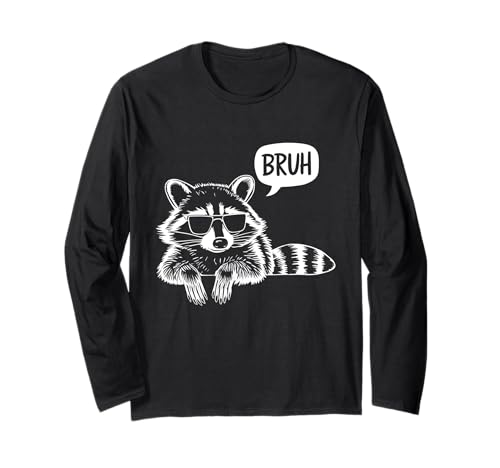 Vintage Raccoon Bruh Trash Animal Panda Lover Funny Meme Maglia a Manica