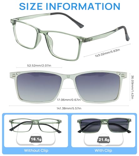 Image of Blue Light Blocking Glasses Men with Polarized Sunglasses Clip for Driving, Computer Glasses Reduce Eyestrain