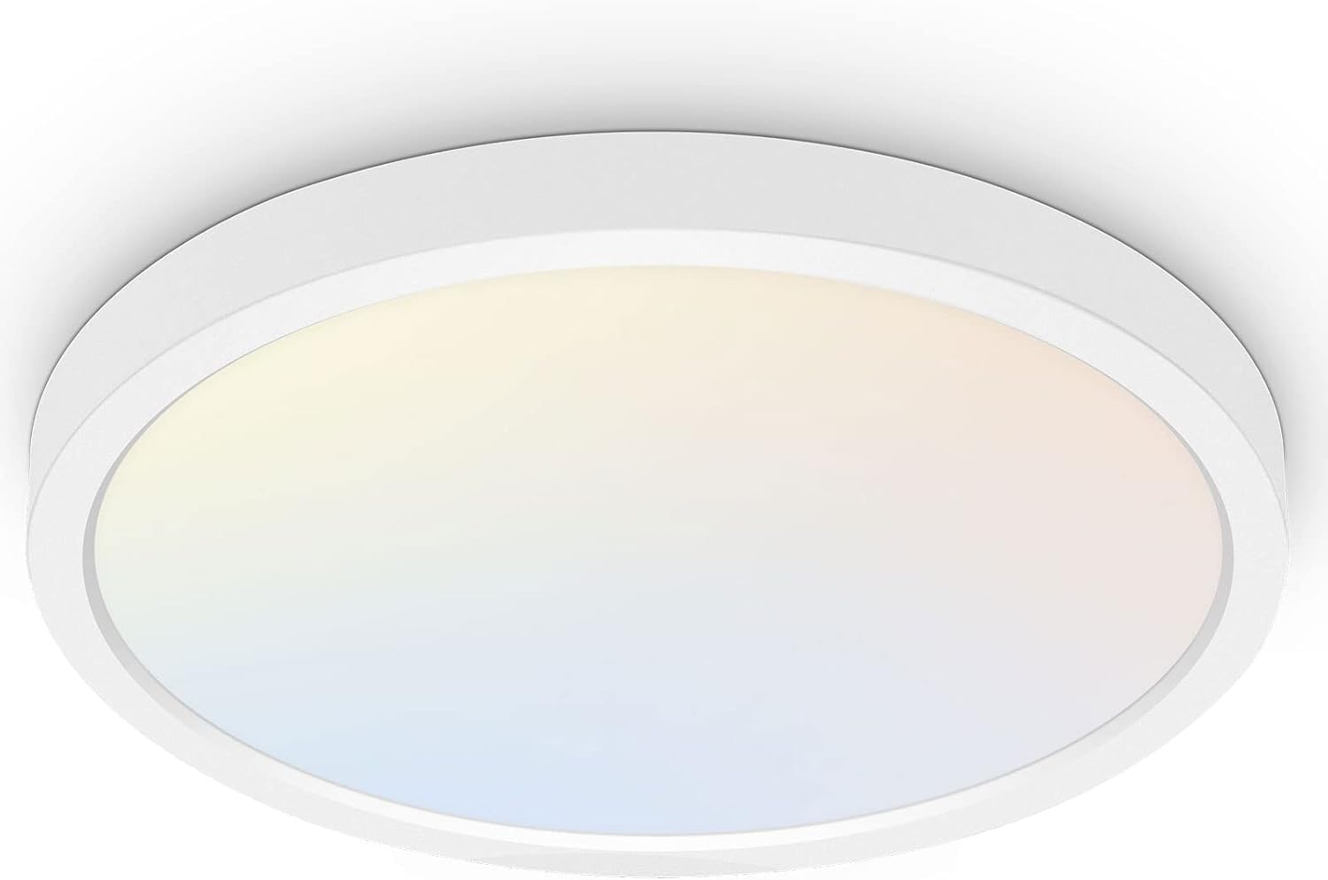 18 Inch LED Round Flat Panel Light, White, 32W, 3200lm, 3000K/4000K/5000K CCT Selectable, 120°Beam Angle, Dimmable Edge-Lit Flush Mount Ceiling Light Fixture - ETL Listed