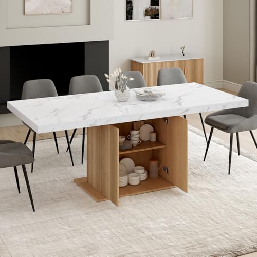 Table à manger extensible 6-10 personnes rectangle Juliette avec rangement intégré - 3