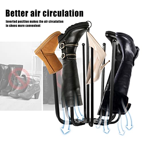 5 Pair Round Boot Shoe Rack Shoes Shelf Holder Boots Frame Shelf Steel Holder Stand Steel Welly Holder Stand Storage Organizer, Matte Black - Image 4