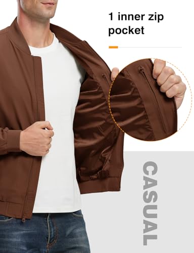 Image of TBMPOY Men's Windproof Bomber Jackets Lightweight Track Jackets Windbreaker Outdoor Golf Fashion Coat