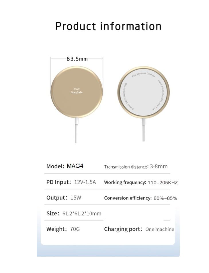 Chargeur sans fil rapide DrPhone MAG4 compatible Magsafe iPhone 13 Pro argent - 5