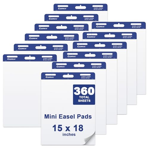 Comix Mini Size Sticky Easel Pad, 15 x 18 Inches Flip Chart Paper for Teachers, Anchor Chart Paper for Office, 30 Sheets/Pad, 12 Pads/Pack