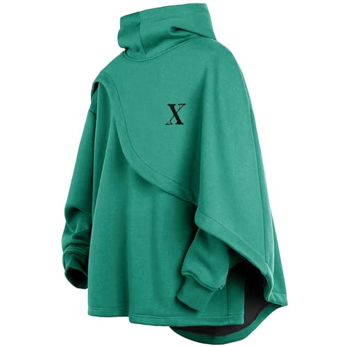 Covisoty Men's Fashion Hoodie Poncho Cape Cloak Techwear Sweatshirts Unisex Lightweight Patchwork...