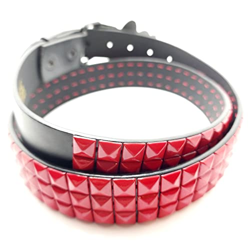 Red Pyramid Studded Leather Belt Punk3