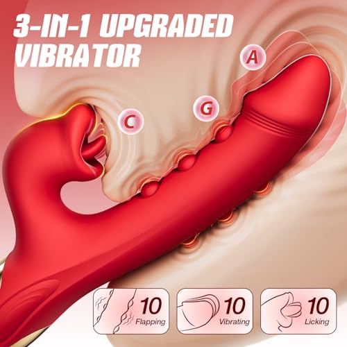Image of Toendi Flapping Vibrator Adult Sex Toy, Rabbit Sex Toy for Women Couples | 10 Flapping & 10 Licking Modes, Thrusting, App Controlled, Silicone, Double-Ended Clitoral G Spot Stimulator