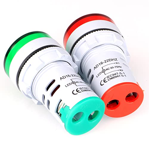 Gebildet AC-Frequenzmesser, AC 24-500V 20-75Hz Frequenzzähler 2St. Grün Rot LED-Signalanzeigelampe