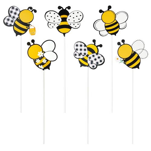 EYxsaxenk Metal Bee Planter Stakes Bumble Bee Yard Sign Garden Decoration