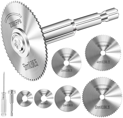 Kuenuilr Cutting Wheel for Drill 1/4 Inch Hex Shank Rotary Drill Saw, 6Pcs HSS Saw Blades for Drills Rotary Tools