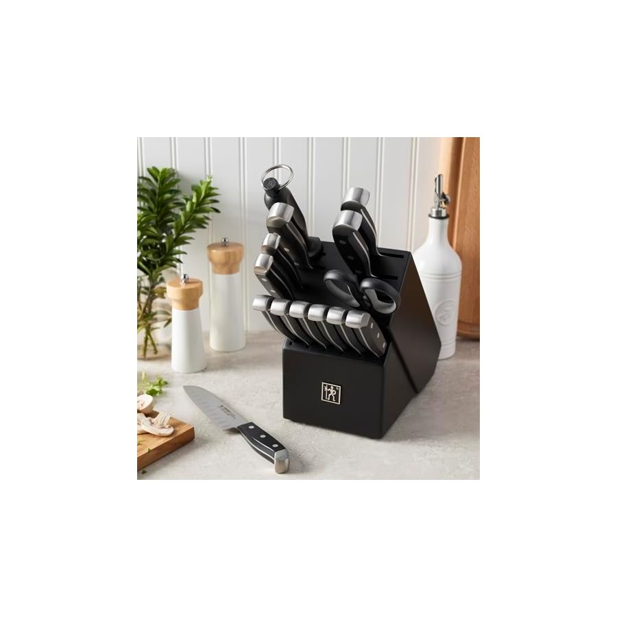 Henckels-Statement-15-pc-Kitchen-Knife-Set-with-Block-Chef-Knife-Steak-Knife-set-Kitchen-Knife-Sharpener-Black-Stainless-Steel Henckels Statement 15-pc Kitchen Knife Set with Block, Chef Knife, Steak Knife set, Kitchen Knife Sharpener, Black, Stainless Steel