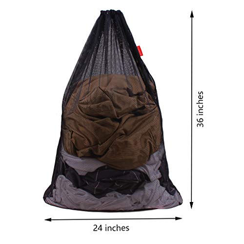 DuomiW-Mesh-Laundry-Bag-Heavy-Duty-Drawstring-Bag-Factories-College-Dorm-Travel-and-Apartment-Dwellers-24-x-36-Inches-2-Pack-Black
