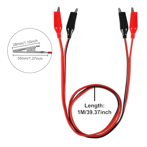 Image of 12PCS Alligator Clips Electrical Test Leads 1M Electrical Insulated Test Leads with Alligator Clips Double-Ended Jumper Wire for Circuit Connection Electrical Testing (Red and Black)