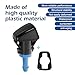 Shakas 2 PCS Front Windshield Wiper Nozzle, Single Hole Window Washer Assembly, OE #5303834AB Replacement Accessories, Compatible with Chrysler Jeep Dodge Patriot Guide (Black & Blue)